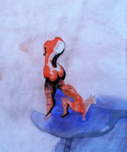 Jorge Castillo 1967 - "Momento erótico" dibujo tinta y acuarela cartulina