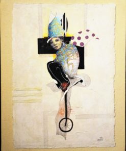 Luis V. Ortés - "Gárgola" oleo técnica mixta y collage sobre papel artesanal, loneta y madera, enmarcado