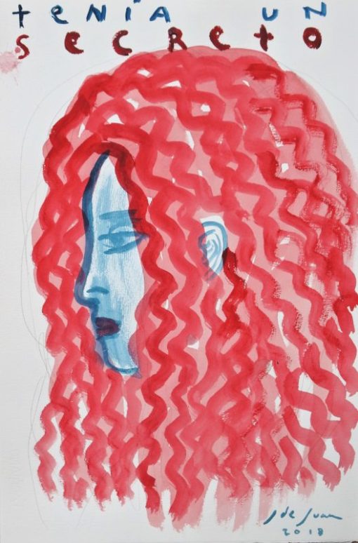 Javier de Juan - "Tenía un secreto" dibujo original acrílico papel