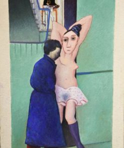 Luis V. Ortés - "El griego de Esmirna (Nicos) de R. B. Kitaj" oleo y técnica mixta papel loneta y madera, enmarcado