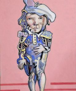 Luis V. Ortés - "El príncipe azul" pintura técnica mixta papel pegado a tabla, enmarcado