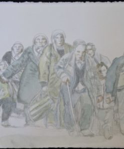 Manuel Alcorlo - "Desplazados sin rumbo" dibujo lápiz papel artesanal, enmarcado