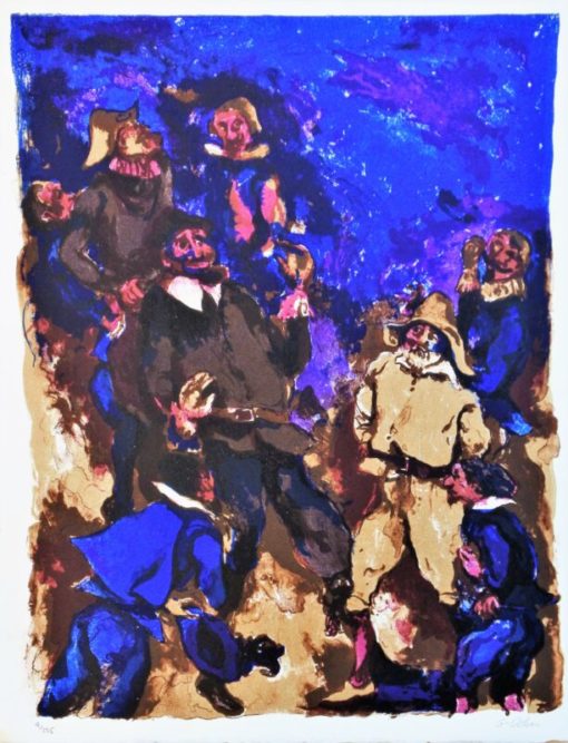 Luis García Ochoa - "El pupilaje del Domine Cabra III" litografía color