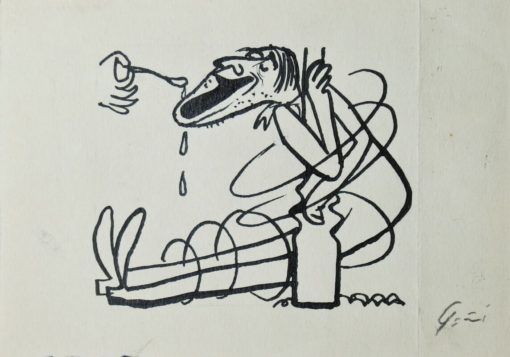 Lorenzo Goñi - "Mejor que el amoniaco" dibujo original tinta papel, enmarcado