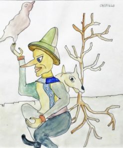 Jorge Castillo - "Antes de la función" dibujo tinta y acrílico papel, enmarcado