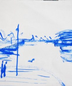 Javier Montesol - "Barcelona Port" dibujo original acuarela papel