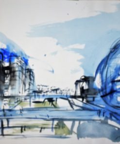 Javier Montesol - "Paris La Villette II" dibujo acuarela papel