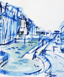 Javier Montesol - "Paris La Villette III" dibujo original acuarela papel