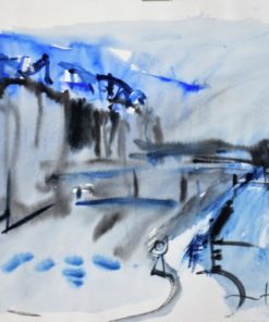 Javier Montesol - "Paris La Villette" dibujo acuarela papel