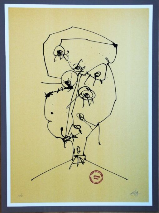 Antonio Saura 1981 - "Cuatro máscaras para cuatro autorretratos II" litografía