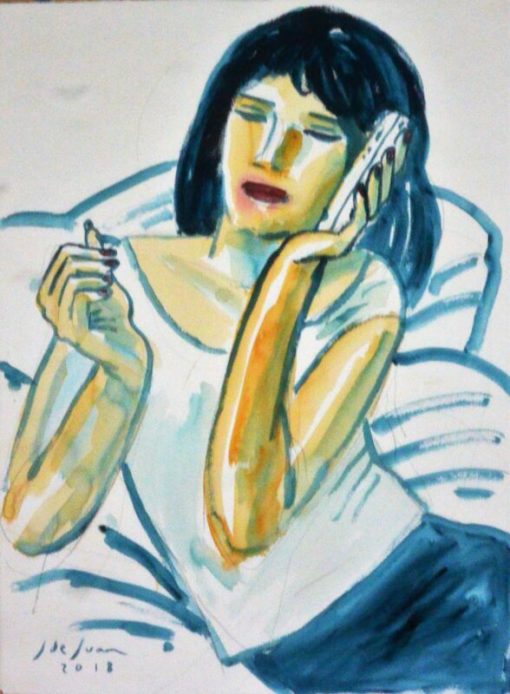 Javier de Juan - "Un silencio sin importancia pasa de repente" dibujo original acrílico papel