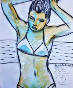 Javier de Juan - "Las amazonas viven bajo el cielo y junto al agua..." dibujo original acrílico cartulina