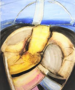 Antonio Suarez - "Cruzando el gran lago" pintura técnica mixta cartulina