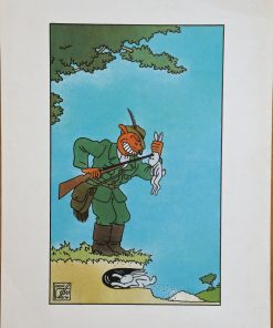 Joost Swarte - "De jager" (Cazador) cartel original publicado por Griffioen Grafiek Amsterdam