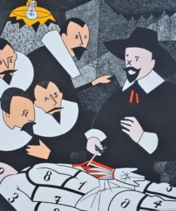 Fernando Bellver - "Lección de anatomía" grabado aguafuerte iluminado a mano