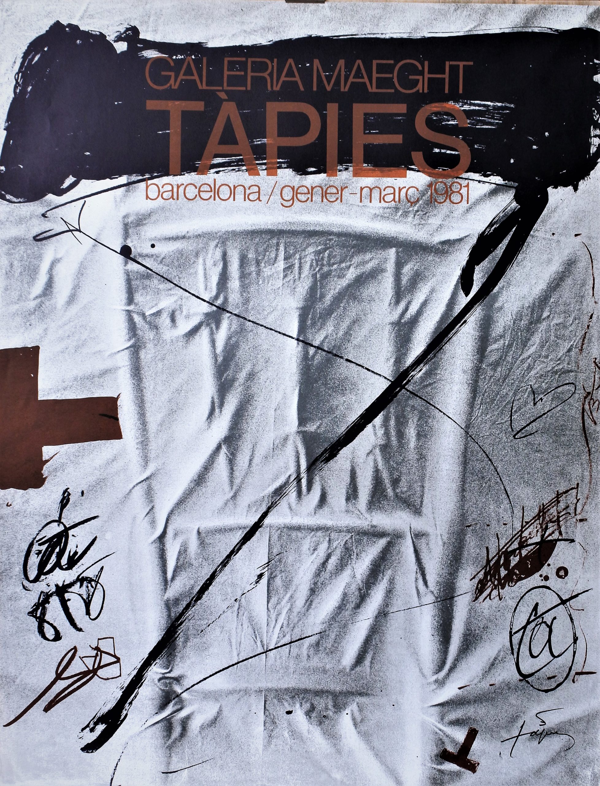 Antoni Tapies - "Exposición Maeght Barcelona 1981" cartel original exposición en la galería Maeght de Barcelona en 1981