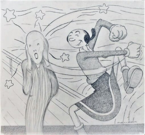 Fernando Bellver - "Olivia-Munch" dibujo original grafito sobre acetato de papel