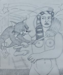 Fernando Bellver - "Tom the cat - Fernand Leger" dibujo original grafito sobre acetato de papel