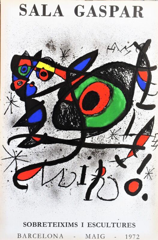 Joan Miró - "Sobreteixims i escultures" cartel original exposición en Sala Gaspar Barcelona en 1972