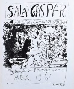 Pablo Picasso - "Three drinkers" cartel original exposición dibujos de Picasso en Sala Gaspar Barcelona en Abril 1961