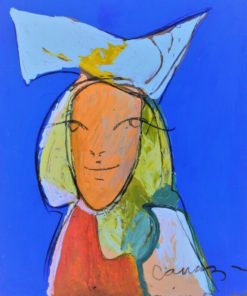 Alberto Cavazos - "Joven con tocado" pintura oleo sobre tablex