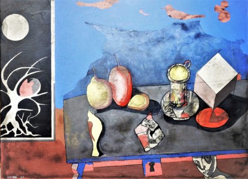 Jorge Castillo 1987 - "Bodegón con cubo" pintura oleo lienzo