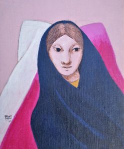 Manuel de las Casas - "Joven de ojos negros" pintura oleo sobre lienzo, con marco artesanal