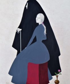 Manuel de las Casas - "La abuela" dibujo original acrílico sobre cartulina
