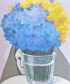 Manuel de las Casas - "Vaso con flores" pintura oleo sobre lienzo, con marco artesanal