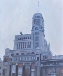 Manuel Terán - "Madrid, Círculo de Bellas Artes" pintura oleo sobre tablex, con marco artesanal