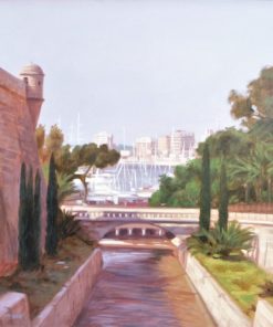 Manuel Teran - "Vista de Palma de Mallorca" pintura oleo sobre tabla, con marco artesanal
