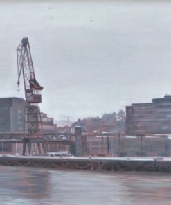 Manuel Terán - "Bilbao, vista del puerto" pintura oleo sobre tabla con marco artesanal