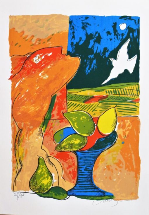 Alberto Cavazos - "Paloma nocturna" litografia