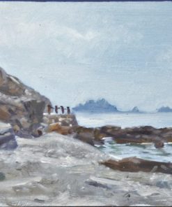 Manuel Terán - "Costa de Isla Negra, Chile" pintura oleo sobre tabla, enmarcado
