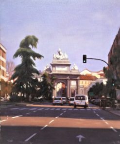 Manuel Terán - "Madrid, Puerta de Toledo" pintura oleo sobre lienzo, enmarcado