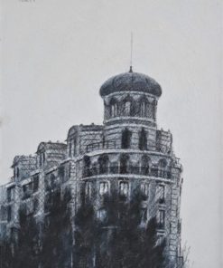 Manuel Teran - "Madrid, Vista urbana II" grafito y técnica mixta sobre tabla, con marco artesanal