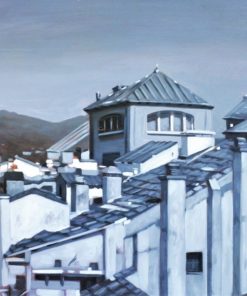 Manuel Terán - "Pamplona, tejados I" pintura oleo sobre tabla