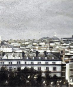 Manuel Terán - "Paris, vista panorámica con Sacré Coeur al fondo" pintura oleo tabla, enmarcado