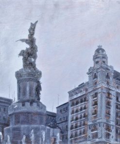 Manuel Terán, Zaragoza, Paisaje urbano, pintura oleo sobre tabla