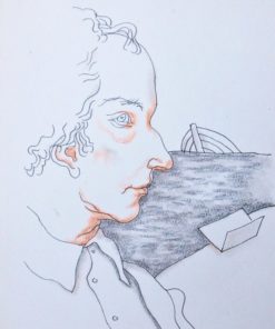 Manuel Alcorlo - "La barca" dibujo tinta sobre papel, enmarcado