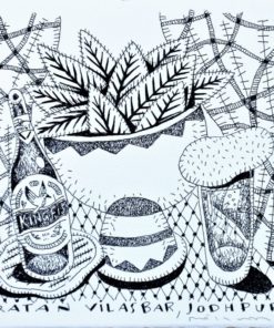 Fernando Bellver - "Ratan Vilas Bar, Jodhpur" serie Cervezas por el Mundo, dibujo original tinta sobre papel