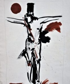 Celedonio Guijorro - "Crucifixión I" pintura original acrílico sobre papel