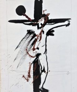Celedonio Guijorro - "Crucifixión II" pintura original acrílico sobre papel