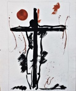 Celedonio Guijorro - "Crucifixión V" pintura original acrílico sobre papel