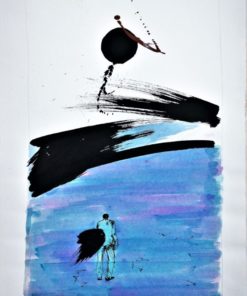 Celedonio Guijorro - "Premonición" pintura original acrílico sobre papel