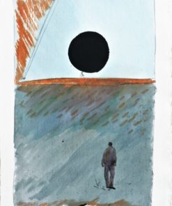 Celedonio Guijorro - "Sol negro" pintura original acrílico sobre papel artesanal