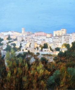 Manuel Terán - "Cuenca, Panorámica de la parte alta" pintura oleo sobre tabla