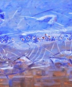 Manuel Terán - "Santiago, San Cristóbal desde Providencia, ecléctico tributo a los genios, Roberto Matta" pintura oleo sobre tabla, enmarcado