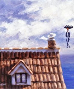 Manuel Terán - "Ecléctico tributo a los genios, Banksy" pintura oleo sobre tabla con soporte pintado por el artista