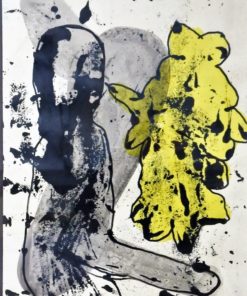Javier Pagola - "Forma amarilla" pintura técnica mixta sobre cartulina, enmarcado